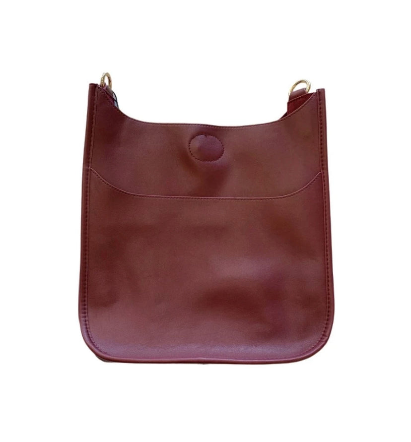 Ah-Dorned Classic Size Soft Faux Leather Messenger Bag Burgundy