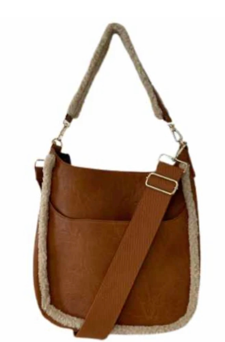 Ah-Dorned Suede Classic Size Messenger with Sherpa -Camel
